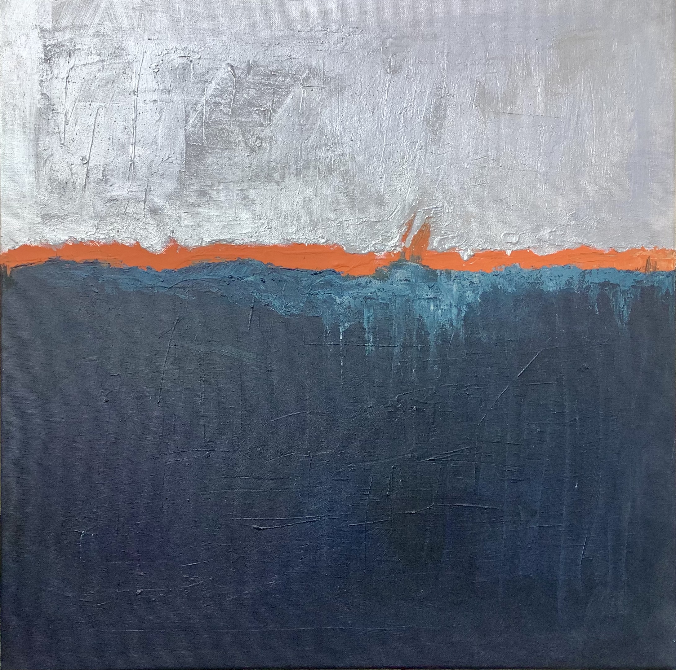 Silver And Blue No I - 60 x 60